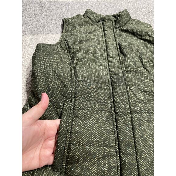 J. Jill Quilted Puffer Vest Womens SP Small Petite Herringbone Insulated Green - Picture 5 of 11